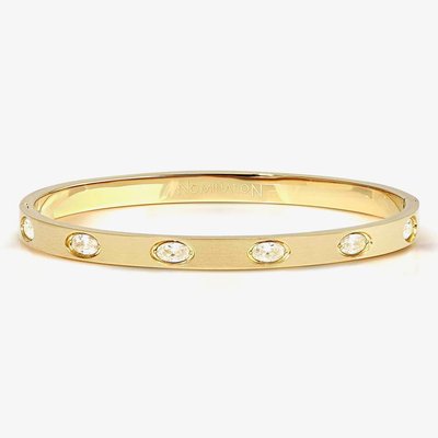 Pretty Bangles Gold Tone Cubic Zirconia Hinged Bangle