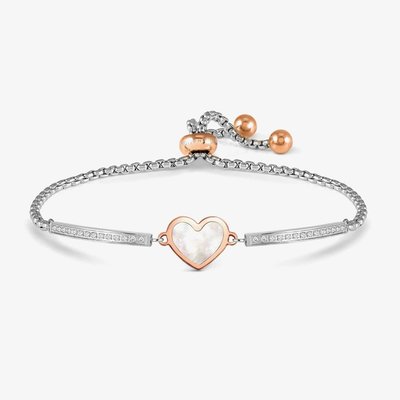 Nomination Milleluci Rose Gold Tone Plated Mother of Pearl Heart Box Chain Bracelet 028031/069
