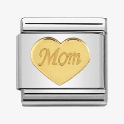 CLASSIC Gold Symbols Mom Heart Charm