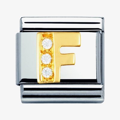 CLASSIC Gold Letters Cubic Zirconia F Charm