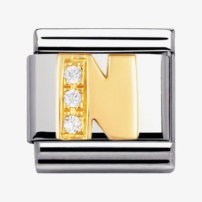 CLASSIC Gold Letters Cubic Zirconia N Charm