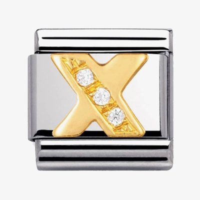 CLASSIC Gold Letters Cubic Zirconia X Charm
