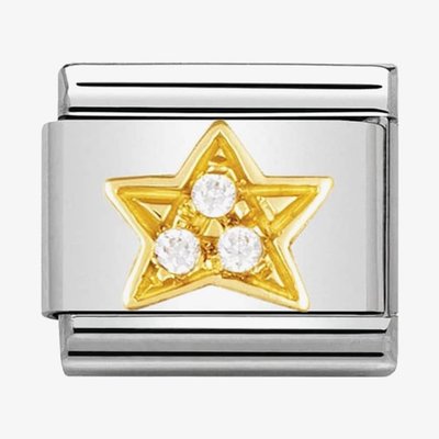 CLASSIC Gold Daily Life Cubic Zirconia White Star Charm