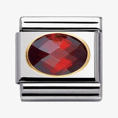 CLASSIC Gold Oval Faceted Cubic Zirconia Red Charm