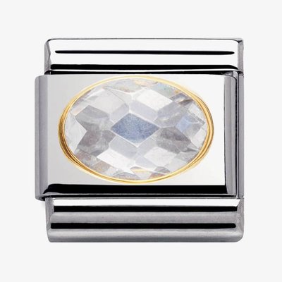 CLASSIC Gold Oval Faceted Cubic Zirconia White Charm