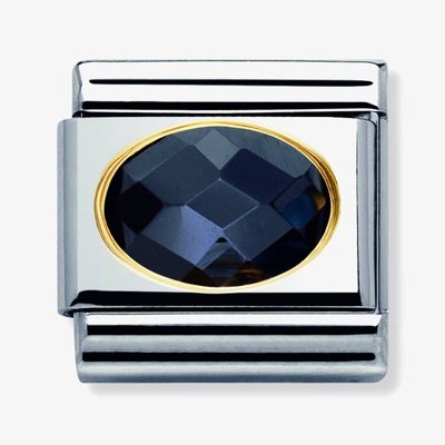 CLASSIC Gold Oval Faceted Cubic Zirconia Black Charm