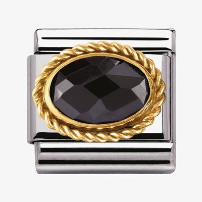 CLASSIC Gold Faceted Black Cubic Zirconia Charm