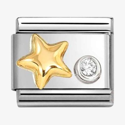 CLASSIC Stainless Steel & 18ct Yellow Gold Cubic Zirconia Star Charm