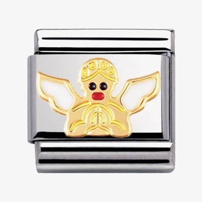 CLASSIC Gold Christmas White Angel Charm