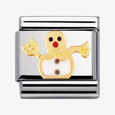 CLASSIC Gold Christmas White Snowman Charm