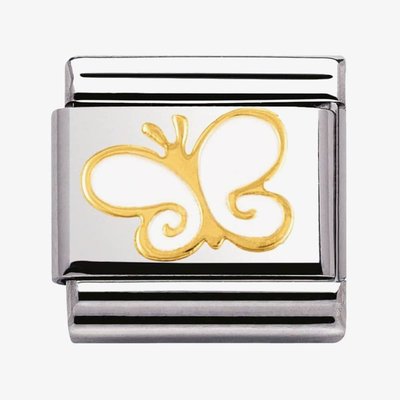 CLASSIC Gold Nature White Butterfly Charm