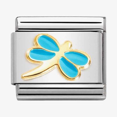 CLASSIC Composable Gold Turquoise Enamel Dragonfly Charm