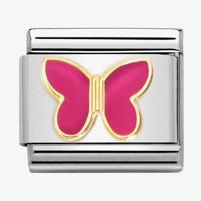 CLASSIC Composable Gold Fuchsia Enamel Butterfly Charm