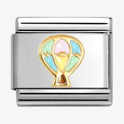 CLASSIC Stainless Steel 18ct Yellow Gold Hot Air Balloon Charm
