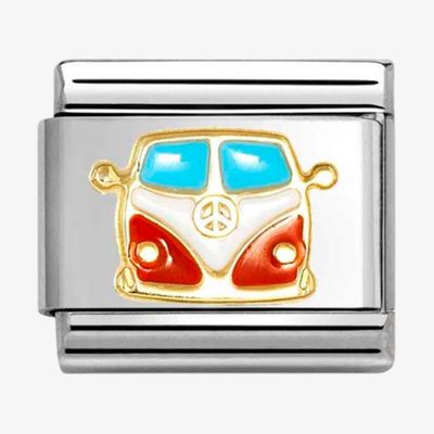 CLASSIC Stainless Steel 18ct Yellow Gold Camper Van Charm