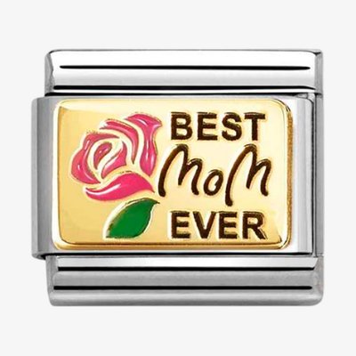 CLASSIC Stainless Steel 18ct Yellow Gold Best Mom Ever Charm