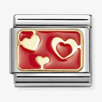 Classic Plates Red Enamel Hearts Charm