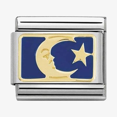 CLASSIC Gold Cosmo Blue Enamel Moon & Star Charm