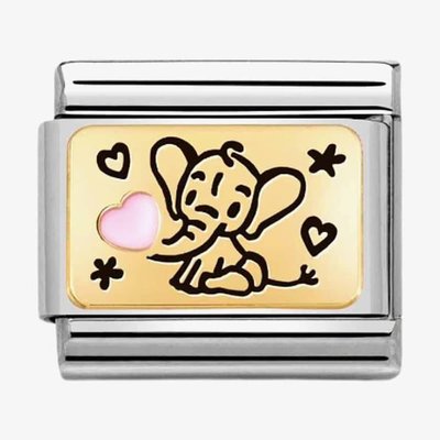 CLASSIC Composable Pink & Black Elephant Heart Charm