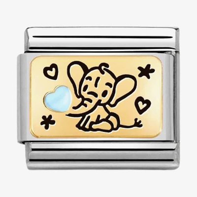 CLASSIC Composable Blue & Black Elephant Heart Charm