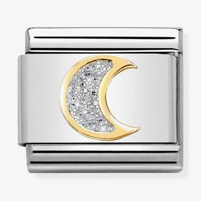 Classic Glitter Symbols Gold 'Moon' Charm