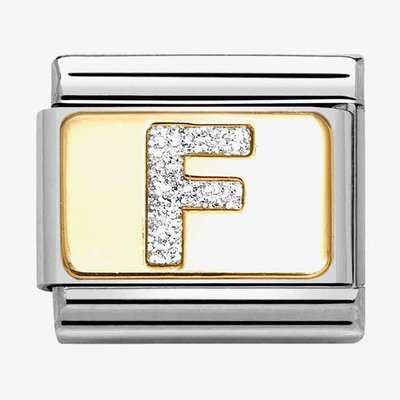 CLASSIC Silver Glitter Letter F Charm