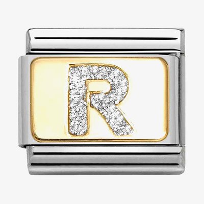 CLASSIC Silver Glitter Letter R Charm
