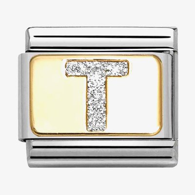 CLASSIC Silver Glitter Letter T Charm