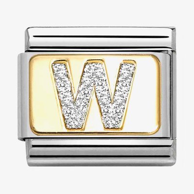 CLASSIC Silver Glitter Letter W Charm