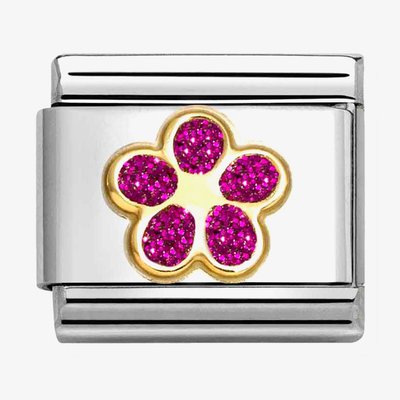 CLASSIC Pink Glitter Flower Charm