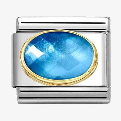 CLASSIC Dark & Light Blue Gradient Faceted Stone Charm