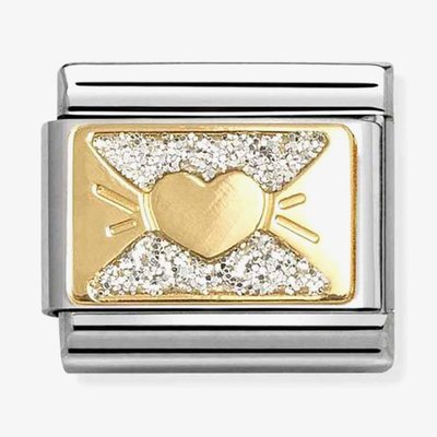 Classic Glitter Plates Heart Bow Charm