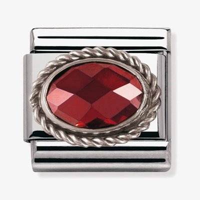 CLASSIC Silvershine Ornate Settings Oval Red Charm