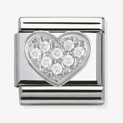CLASSIC Silvershine White Cubic Zirconia Heart Charm