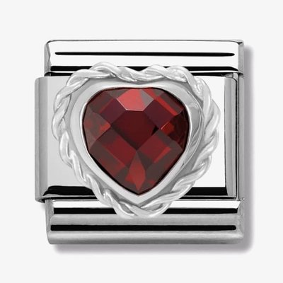 CLASSIC Silvershine Faceted Hearts Fancy Red Cubic Zirconia Charm