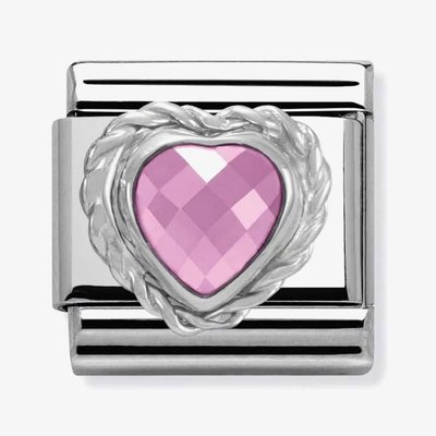 CLASSIC Silvershine Faceted Hearts Pink Cubic Zirconia Charm