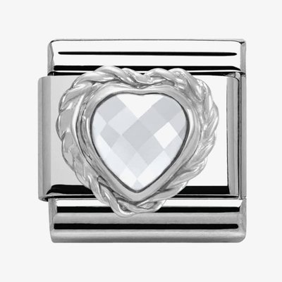 CLASSIC Silvershine Faceted Hearts White Cubic Zirconia Charm