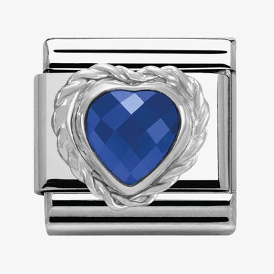 CLASSIC Silvershine Blue Faceted Hearts Charm