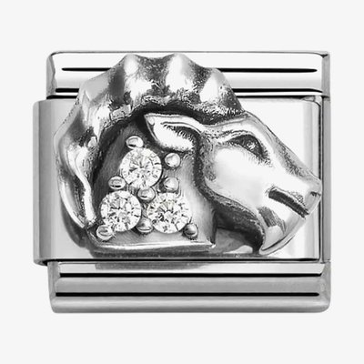 Silvershine Sterling Silver Cubic Zirconia Capricorn Charm