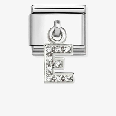 Silvershine Sparkling Letter E Charm
