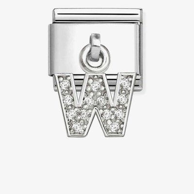 Silvershine Sparkling Letter W Charm