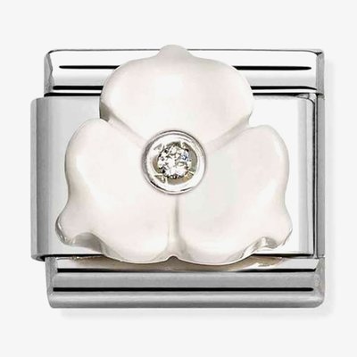 Nomination Composable Classic Cubic Zirconia White Three Petal Flower Charm 330512/24