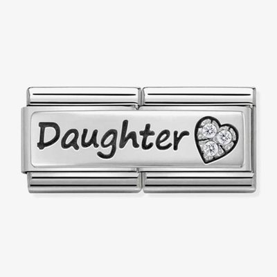 CLASSIC Silvershine Double Link Daughter Heart Charm