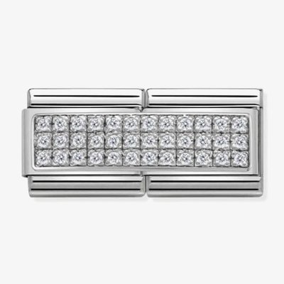CLASSIC Silvershine Double Link Clear Pavé Crystal Charm