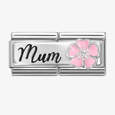 CLASSIC Mum With Pink Flower Double Charm