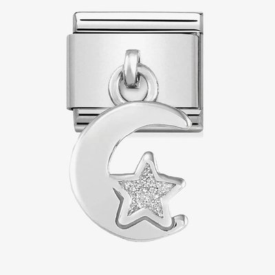 CLASSIC Silvershine Moon And Star Glitter Drop Charm