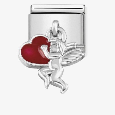 CLASSIC Silvershine Cupid With Red Heart Drop Charm