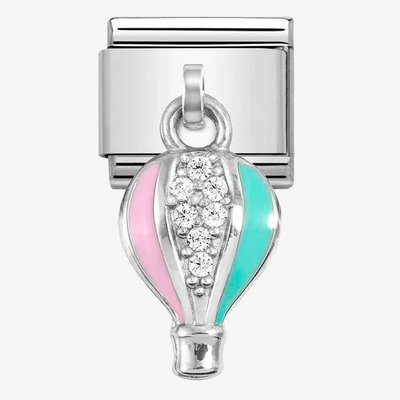 CLASSIC Silvershine Pink & Blue Hot Air Balloon Dropper Charm