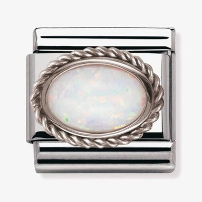 CLASSIC Silvershine Ornate Settings White Opal Charm