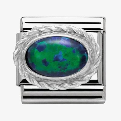 CLASSIC Silvershine Ornate Settings Green Opal Charm
